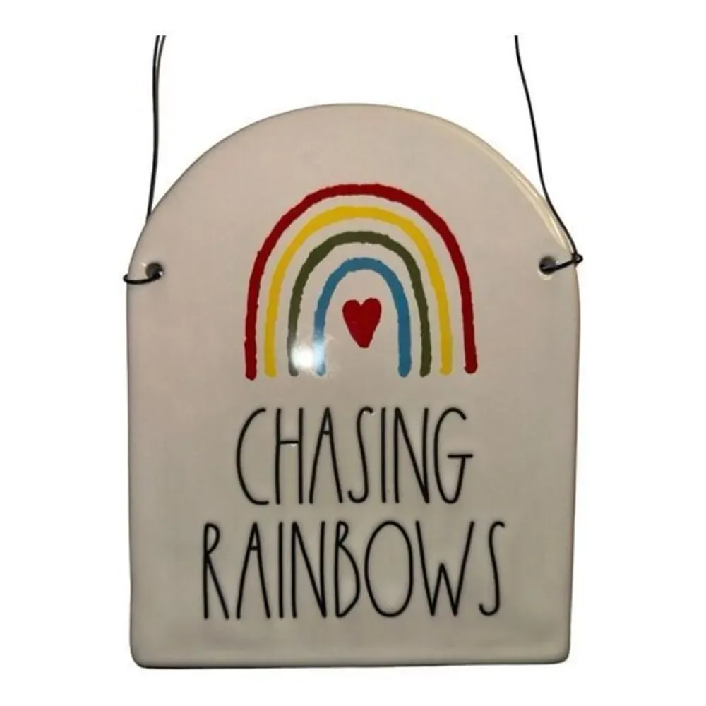 Rae Dunn Chasing Rainbows Sign Wall Decor Rainbow Heart‎ Farmhouse Style